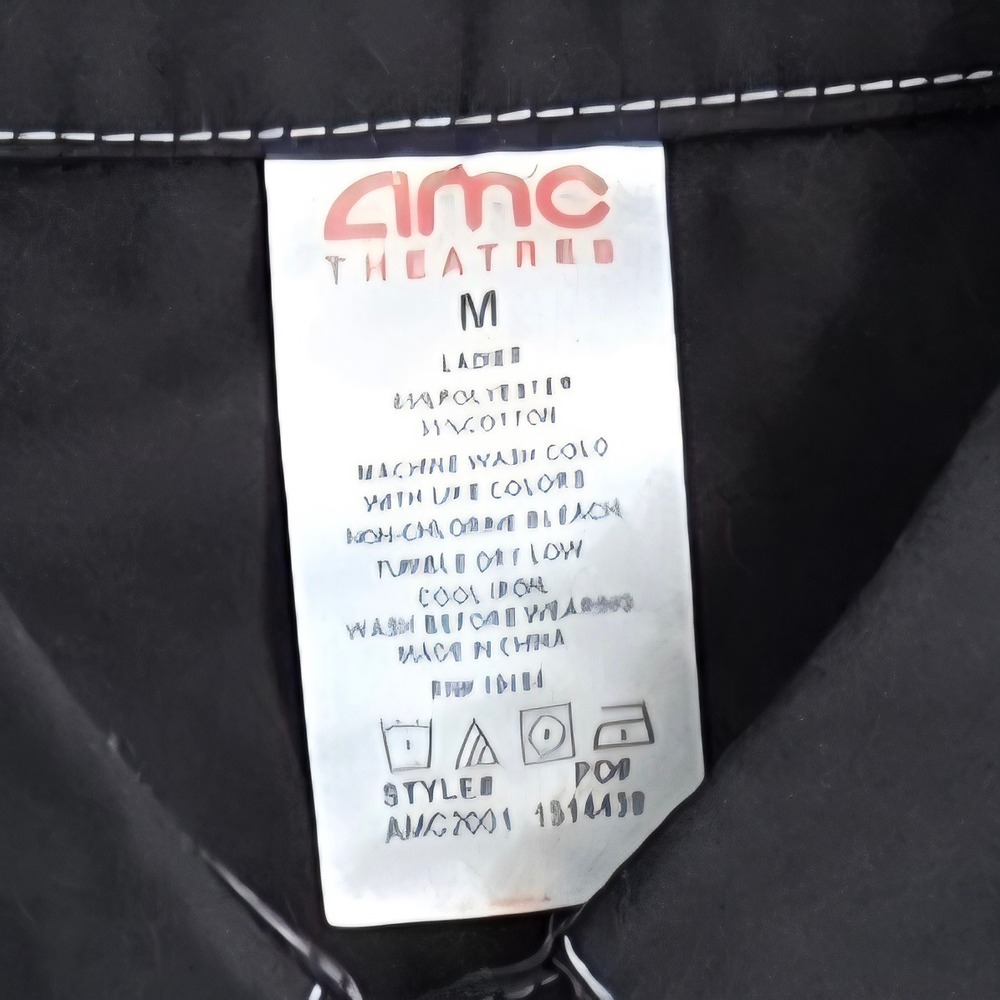 AMC Theatres Employee Uniform Shirt Black Short Sleeve Button Down Womens Medium - Picture 2 of 7